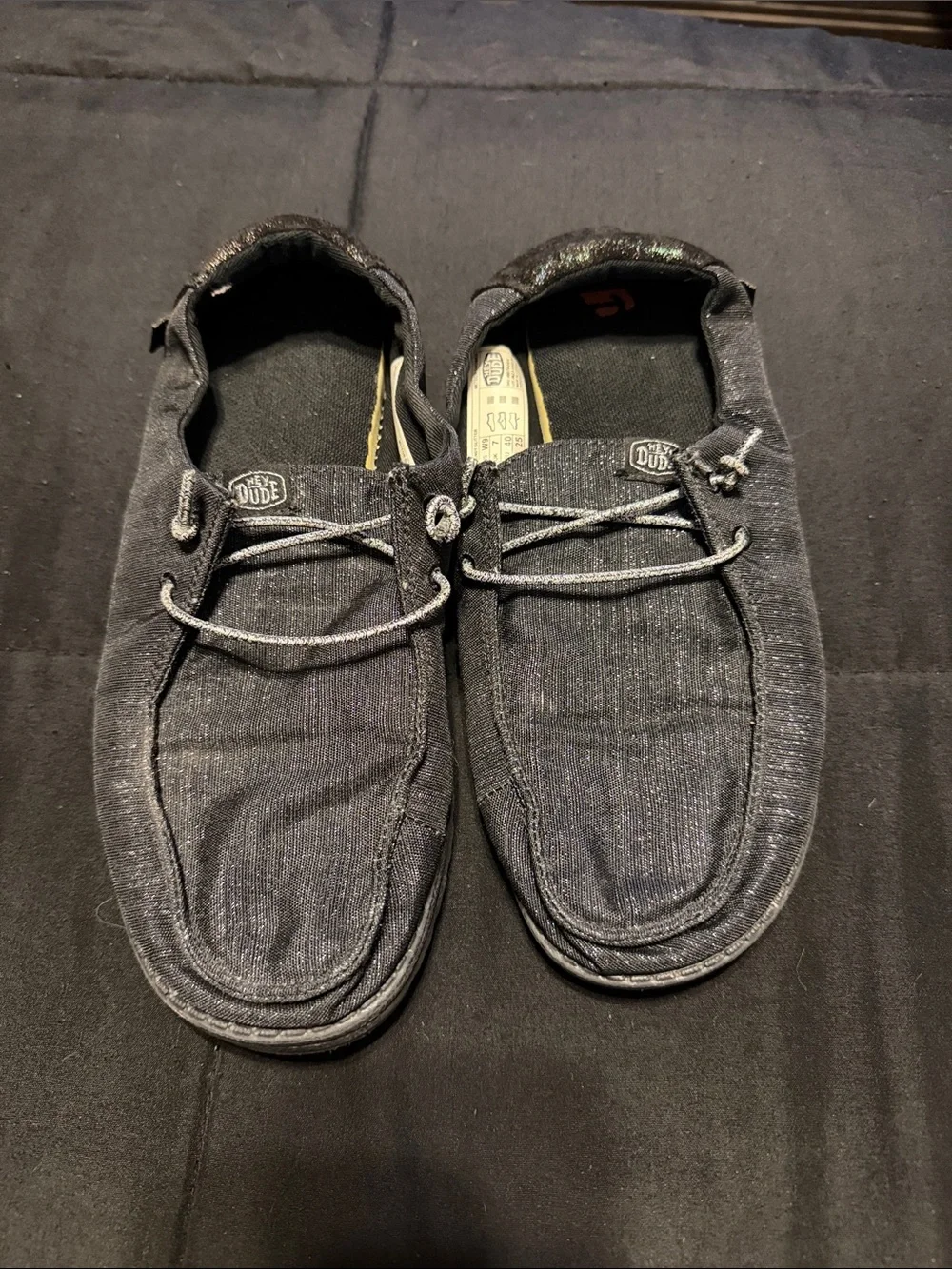 Hey Dude Women’s Slip-On Loafers in Sparkling Charcoal Black